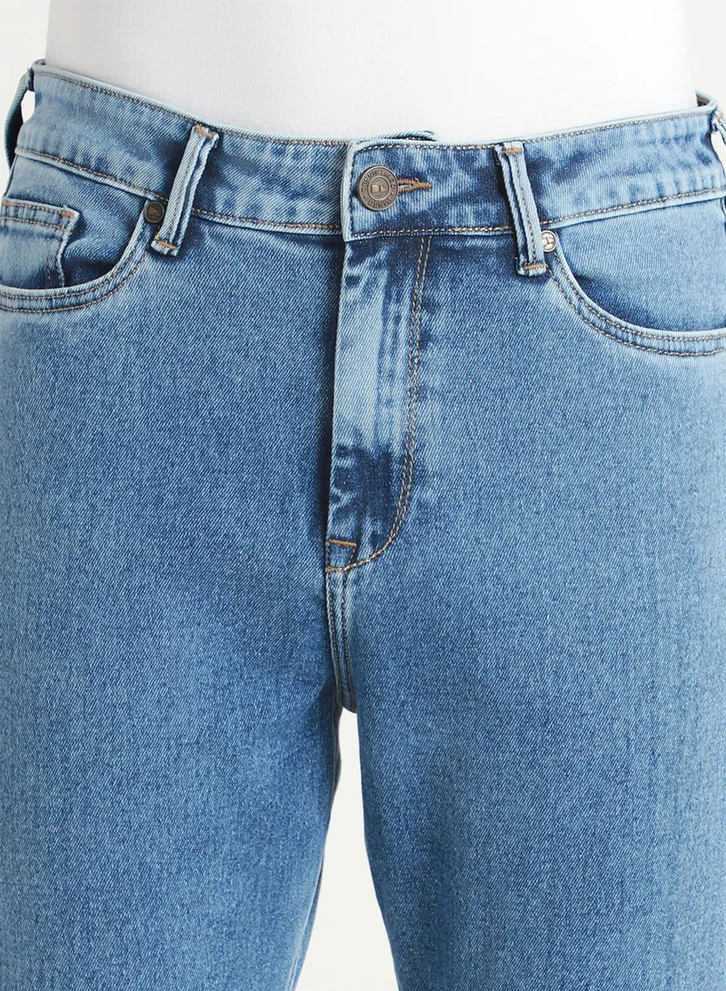 Dennis Lingo  Straight Fit Mid Blue Men's Jeans with Button & Zip Closure (Denim) for Men | Best Price UAE