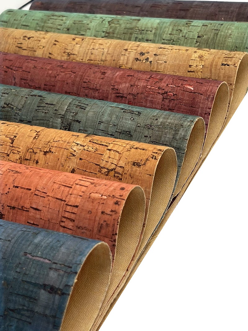 OZXCHIXU 8 pcs/Set Colored Cork Faux Leather Sheets,Thin Soft Cork Leather Fabric for Earrings,Bags,Pencil Case,Wallet,Making DIY Craft,Hair Accessories DIY Projects - Image 2