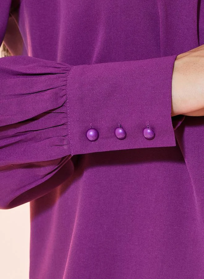 Take Two Mock Neck Pleat Detail Blouse