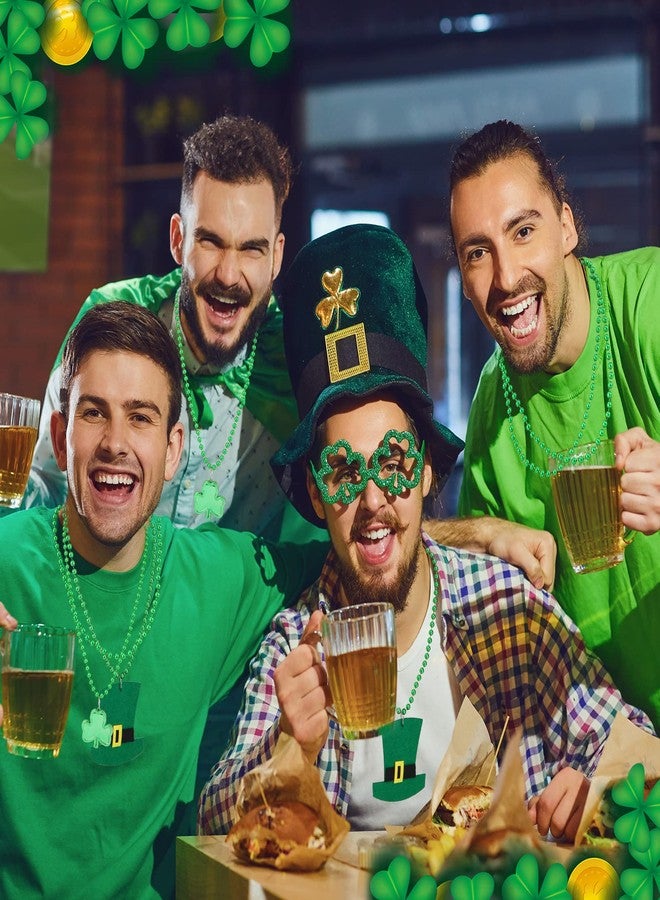 Batiyeer 120 Pieces St. Patricks Day Shamrock Bead Necklaces Bulk Mardi Gras Bead Necklaces Metallic Green Shamrock Clover Beads Necklaces for St. Patrick's Day Mardi Gras Party Favors Supplies - Image 2