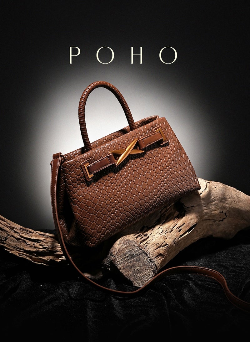 POHO A medium-sized large-capacity PU leather X-shaped handbag - Image 3