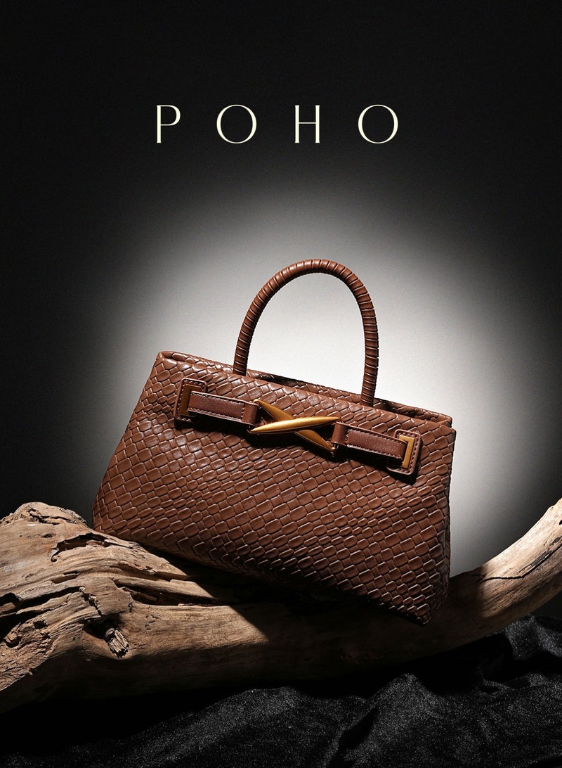 POHO A medium-sized large-capacity PU leather X-shaped handbag - Image 1