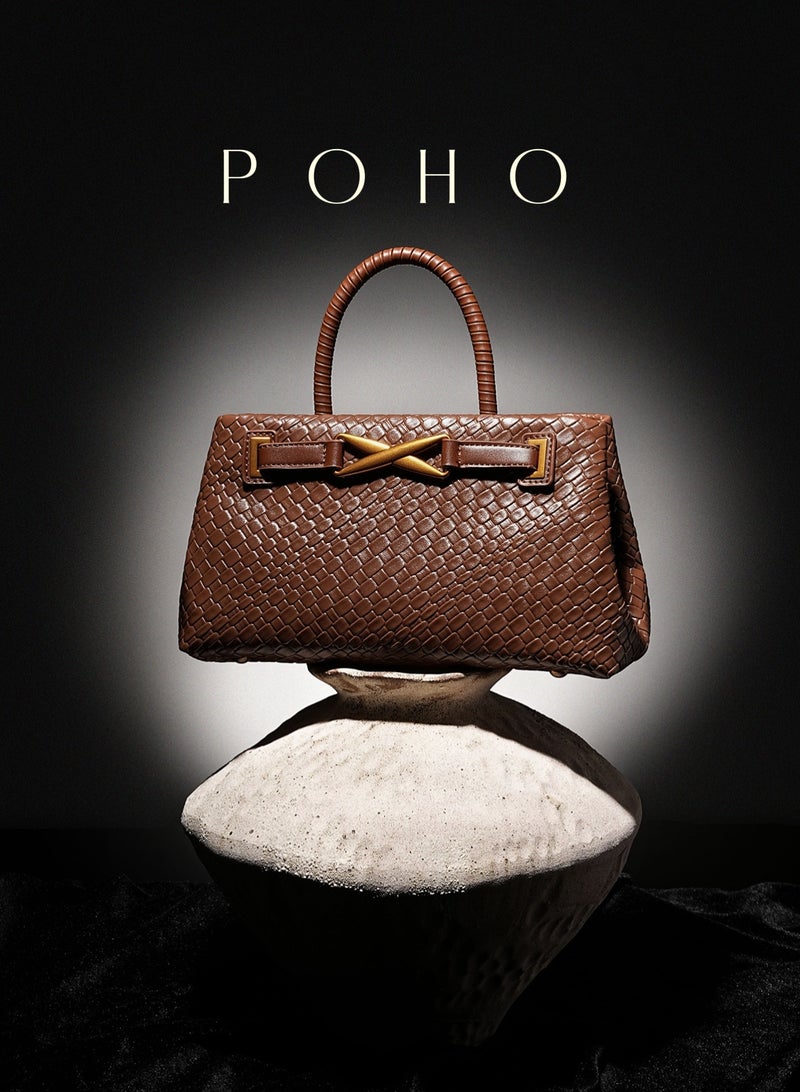 POHO A medium-sized large-capacity PU leather X-shaped handbag - Image 2