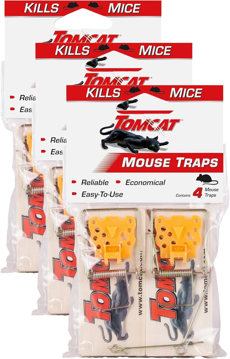 TOMCAT Mouse Traps (Wooden), 4 Traps (Pack of 3) - Image 1