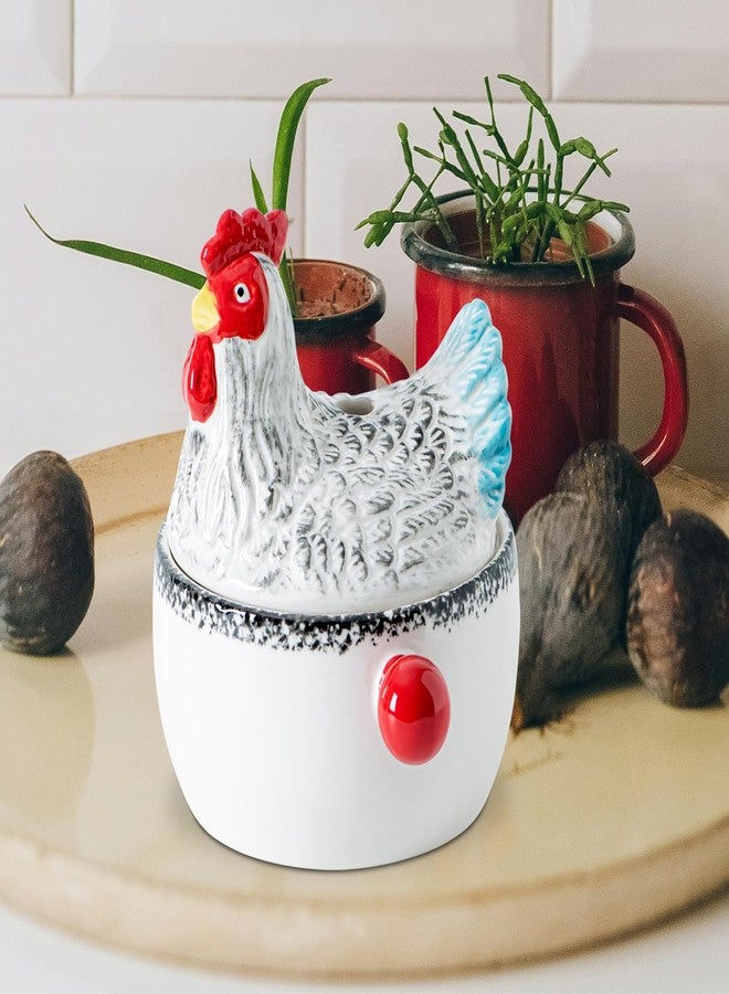 GABROC Chicken Shaped Ceramic Wave Microwave Cooker Hen Shaped Stone Wave Microwave Cooker Microwave Egg Cooker Multi-Functional Microwave Steamer & Pasta Cooker Casserole Saucepan Stew Cooker - Image 2