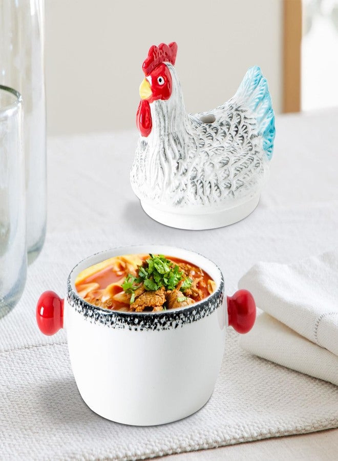 GABROC Chicken Shaped Ceramic Wave Microwave Cooker Hen Shaped Stone Wave Microwave Cooker Microwave Egg Cooker Multi-Functional Microwave Steamer & Pasta Cooker Casserole Saucepan Stew Cooker - Image 3