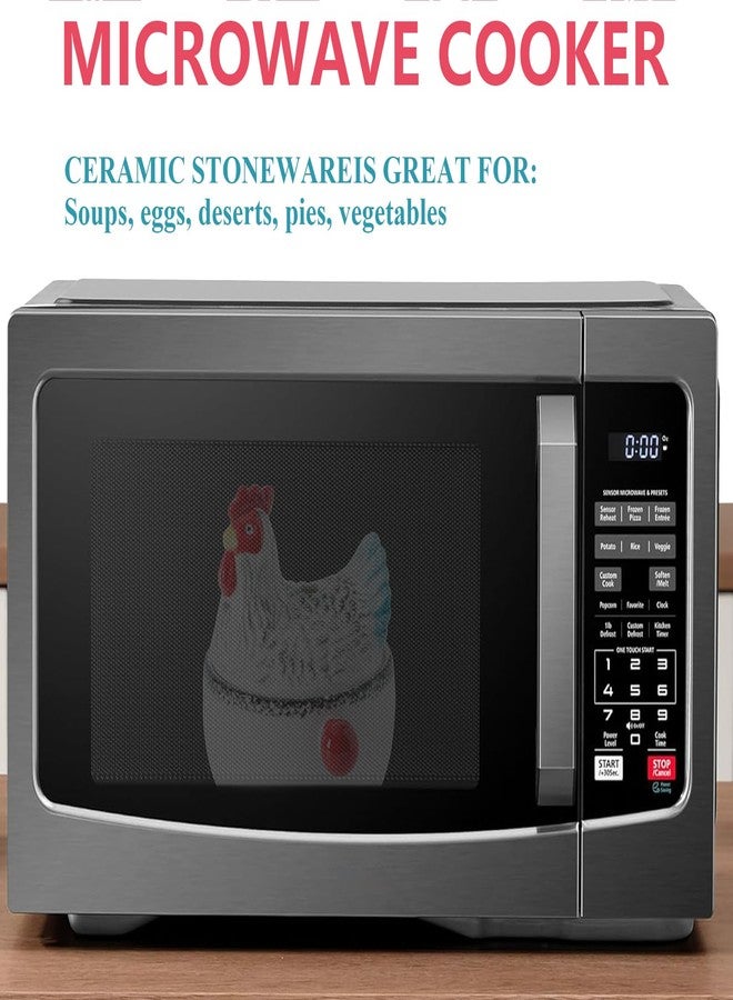 GABROC Chicken Shaped Ceramic Wave Microwave Cooker Hen Shaped Stone Wave Microwave Cooker Microwave Egg Cooker Multi-Functional Microwave Steamer & Pasta Cooker Casserole Saucepan Stew Cooker - Image 5