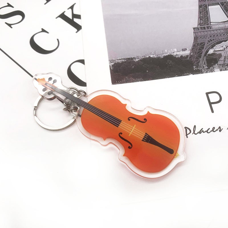 Acrylic Simulation Musical Instrument Keychain Violin Key Ring Guitar Band Gift Pendant Music Ornaments - Image 4