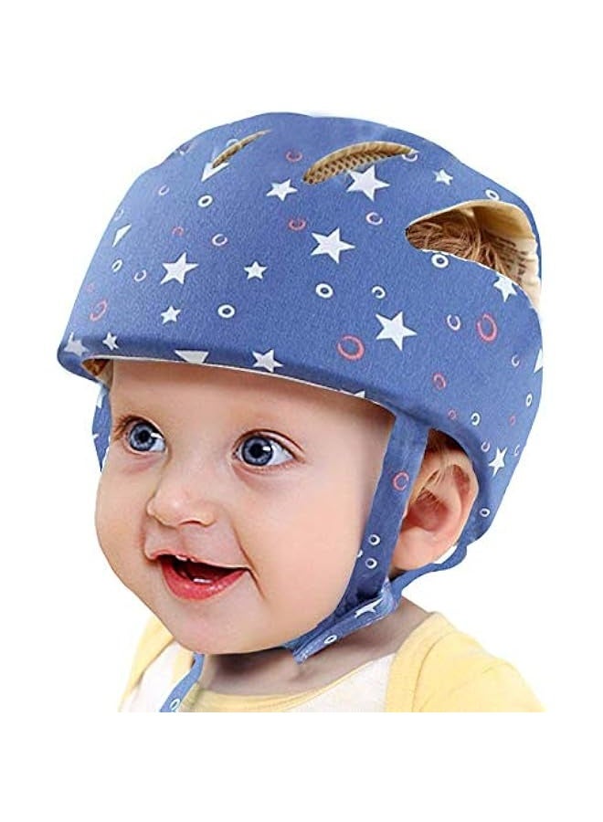 Generic Infant Baby Helmet, Toddler Soft Adjustable Cap When Learning to Walk, Children Walking Harnesses Hat for Running Crawling(Star Blue)  - Image 1