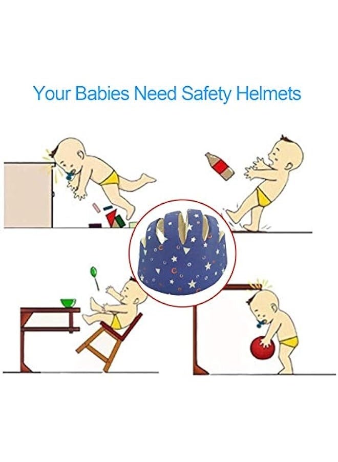 Generic Infant Baby Helmet, Toddler Soft Adjustable Cap When Learning to Walk, Children Walking Harnesses Hat for Running Crawling(Star Blue)  - Image 4