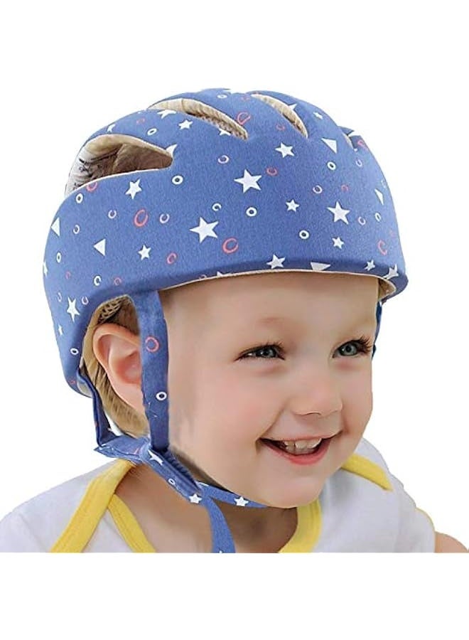 Generic Infant Baby Helmet, Toddler Soft Adjustable Cap When Learning to Walk, Children Walking Harnesses Hat for Running Crawling(Star Blue)  - Image 2