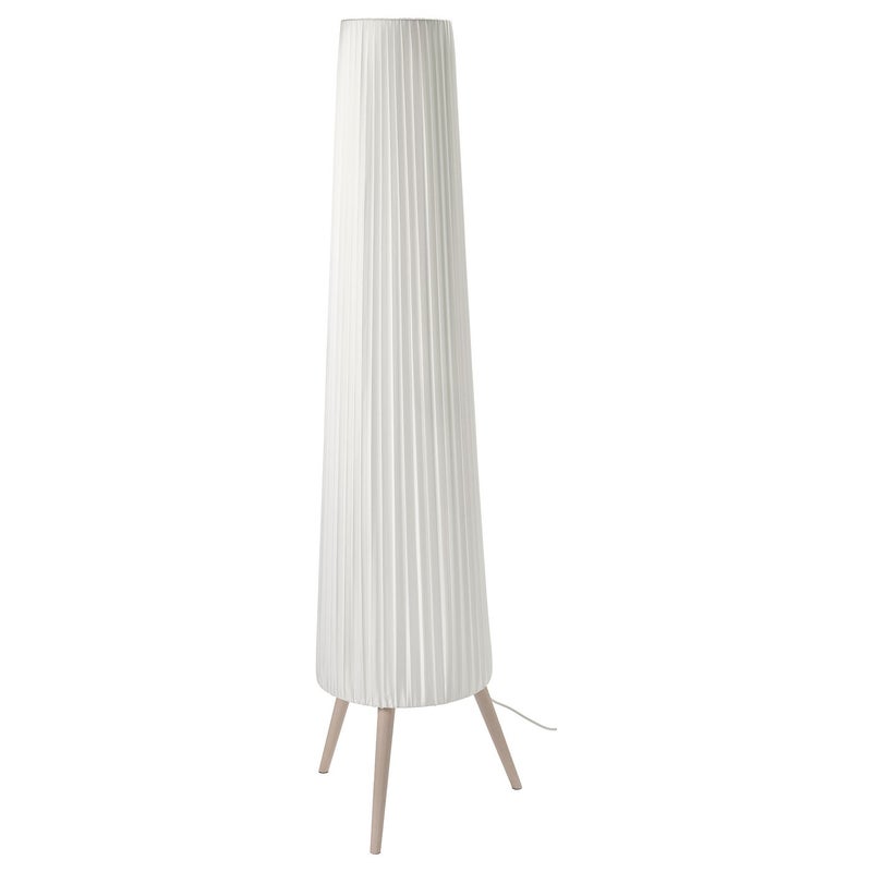 Baitique Pleated Shade Floor Lamp, Beech & White, 154 cm - Image 1