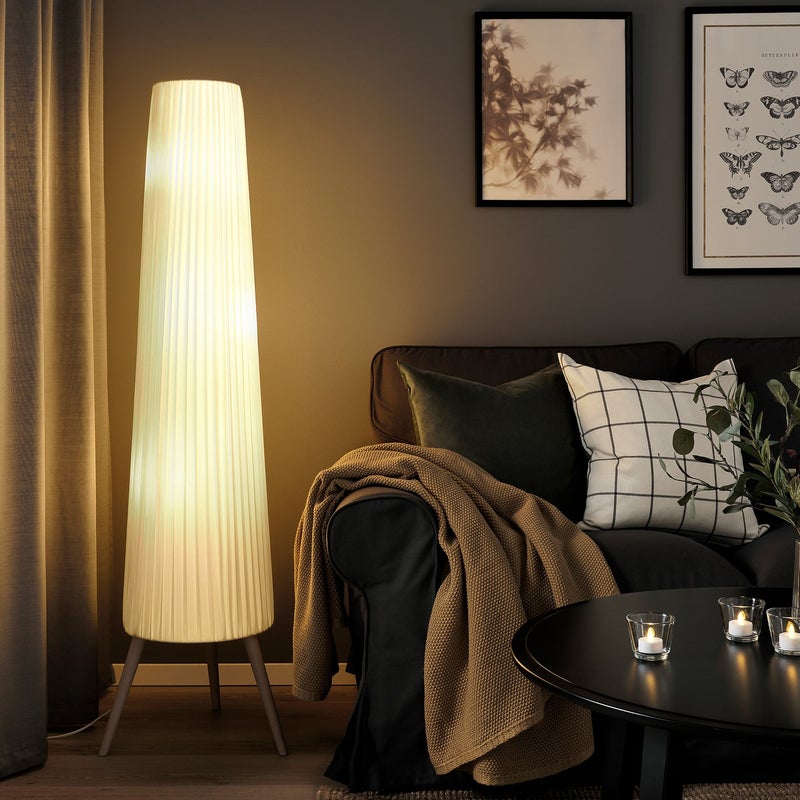 Baitique Pleated Shade Floor Lamp, Beech & White, 154 cm - Image 3