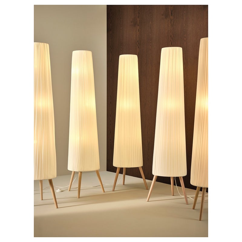 Baitique Pleated Shade Floor Lamp, Beech & White, 154 cm - Image 4