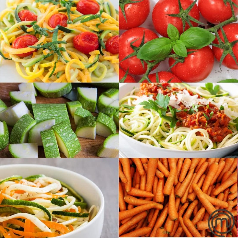 Master Chef Electric Spiralizer- 3-in-1 Vegetable Noodle Pasta Maker- Homemade Low Carb, Keto, Vegan, Gluten Free- Zoodle Zucchini Veggie Slicer & XL Hopper, FREE Recipes- Quick Healthy Meal Prep Gift - Image 5