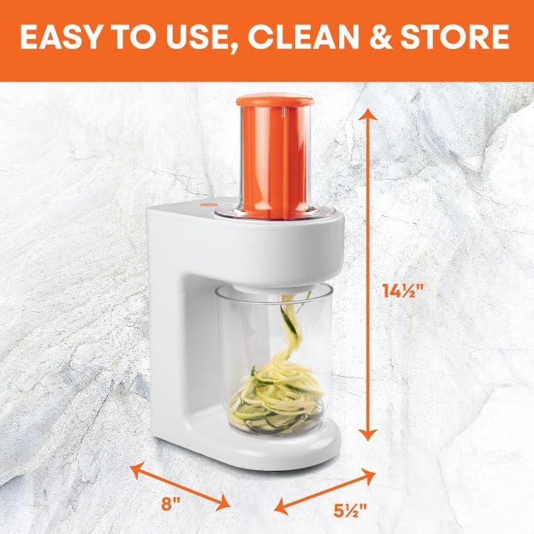 Master Chef Electric Spiralizer- 3-in-1 Vegetable Noodle Pasta Maker- Homemade Low Carb, Keto, Vegan, Gluten Free- Zoodle Zucchini Veggie Slicer & XL Hopper, FREE Recipes- Quick Healthy Meal Prep Gift - Image 3
