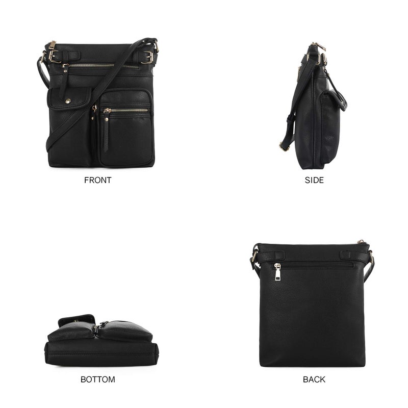 SG SUGU Katie Lightweight Medium Crossbody Bag Shoulder Bag with Multi Pocket for Women | BLACK - Image 2