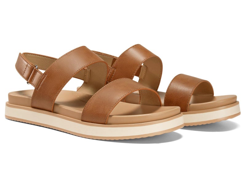 Coutgo Womens Flat Sandals Comfortable Arch Support Adjustable Double Strap Lightweight Summer Sandals, Brown, Size 7.5 - Image 1