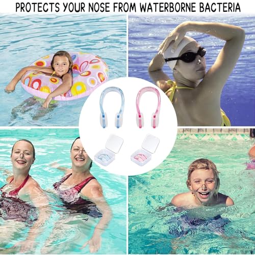 DreamAug Swimming Nose Clips 2-Pack – Soft Silicone Waterproof Nose Plugs with Storage Cases, Non-Slip & Comfortable Fit for Adults, for Pool Training & Water Sports(Blue, Pink) - Image 5