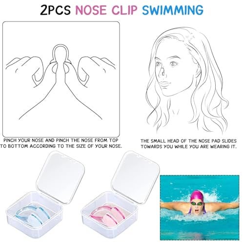 DreamAug Swimming Nose Clips 2-Pack – Soft Silicone Waterproof Nose Plugs with Storage Cases, Non-Slip & Comfortable Fit for Adults, for Pool Training & Water Sports(Blue, Pink) - Image 4