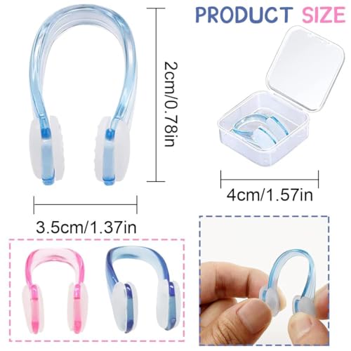 DreamAug Swimming Nose Clips 2-Pack – Soft Silicone Waterproof Nose Plugs with Storage Cases, Non-Slip & Comfortable Fit for Adults, for Pool Training & Water Sports(Blue, Pink) - Image 2