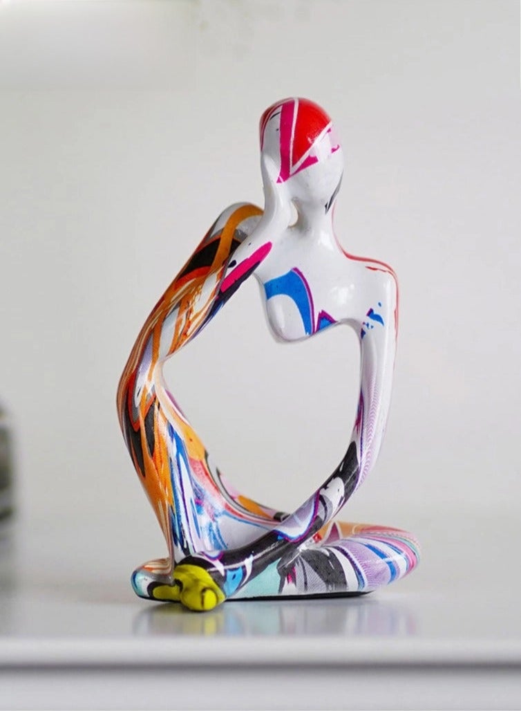 Captaintech 3Pcs Thinker Statue Sculptures Office Decor Small Shelf Decor Bookshelf Decor TV Stand Decor Resin Collectible Figurines Home Decorations for Living Room (Colorful Graffiti Statue Sculpture) - Image 4