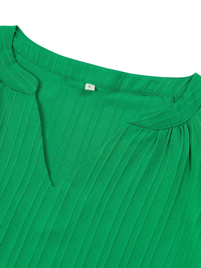 Take Two Take Two Solid V Neck Slit Cut Sleeve Blouse