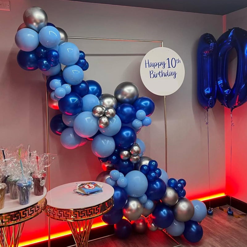 YMSZ Blue and Silver Balloons, 67pcs 12 Inch Navy Blue Balloon Metallic Silver Confetti Balloons for Birthday, Graduation, Baby Shower Party Decorations - Image 4