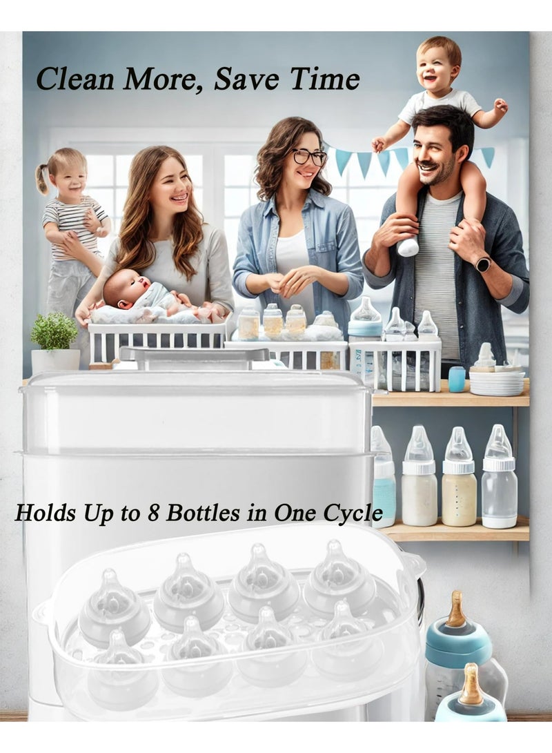 طفل نقي جهاز تعقيم زجاجات الرضاعة، جهاز تعقيم وتجفيف زجاجات الرضاعة بالبخار الكهربائي، جهاز تدفئة/تعقيم زجاجات حليب الأطفال 5 في 1، مناسب لجميع مستلزمات وملحقات الأطفال - Image 5