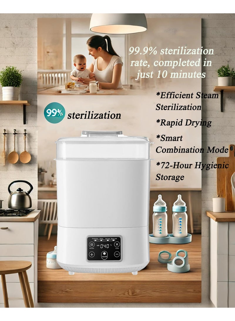 طفل نقي جهاز تعقيم زجاجات الرضاعة، جهاز تعقيم وتجفيف زجاجات الرضاعة بالبخار الكهربائي، جهاز تدفئة/تعقيم زجاجات حليب الأطفال 5 في 1، مناسب لجميع مستلزمات وملحقات الأطفال - Image 3