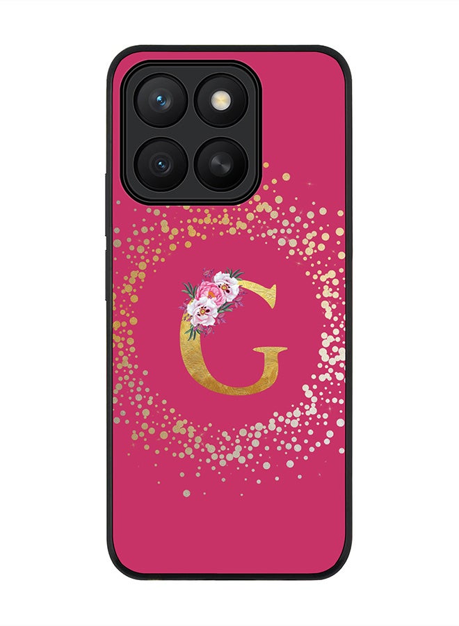 Stylizedd For Honor X8c Case,Slim fit Camera Protection, Shockproof Thin Phone cover  - Custom Monogram Floral - G ( Deep Pink )