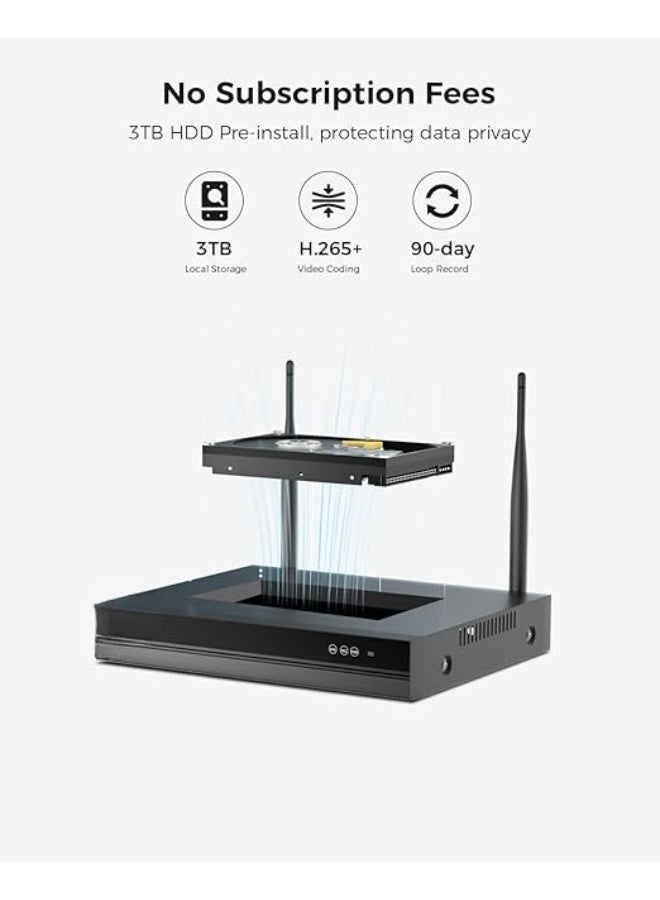 Hiseeu 5MP WiFi Security Camera System – 8 Waterproof Cameras, 10-Channel NVR, 3TB HDD, Two-Way Audio, Motion Alerts, Night Vision – Remote Access via Phone & PC - Image 5