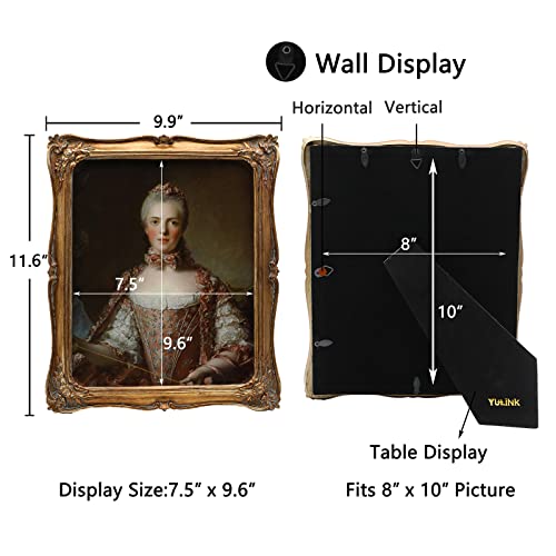 YULINK 8x10 Vintage Picture Frame, Antique Ornate Bronze Gold Photo Frame, for Tabletop and Wall Display, Decorative Retro Home Decor, Old Fashioned Photo Gallery Art - Image 5