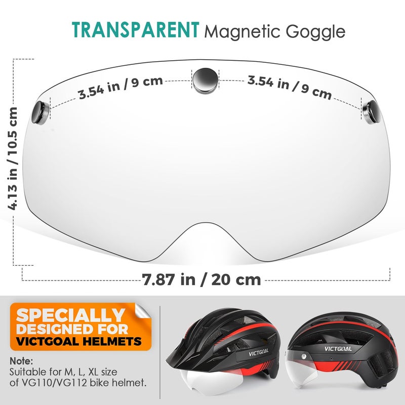 VICTGOAL Detachable Magnetic Bike Helmet Goggles Visor Especially Deisgned for VG110/VG112 Bicycle Helmet (Crystal) - Image 4