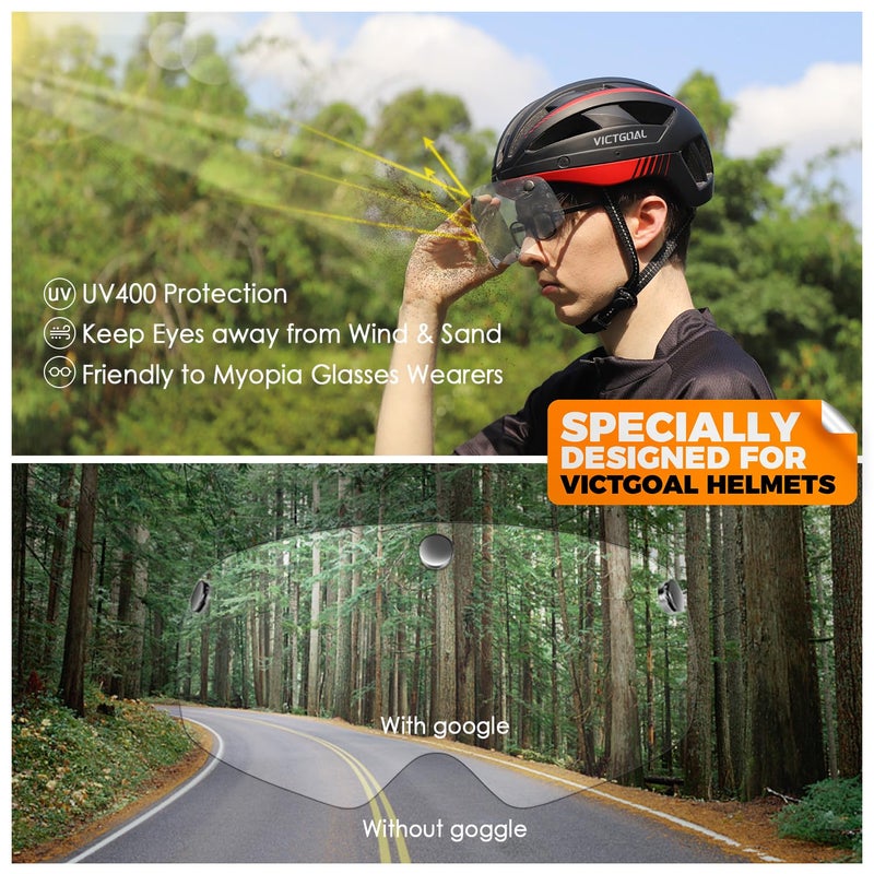 VICTGOAL Detachable Magnetic Bike Helmet Goggles Visor Especially Deisgned for VG110/VG112 Bicycle Helmet (Crystal) - Image 3