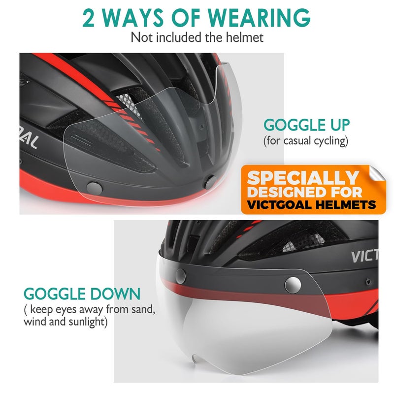 VICTGOAL Detachable Magnetic Bike Helmet Goggles Visor Especially Deisgned for VG110/VG112 Bicycle Helmet (Crystal) - Image 5