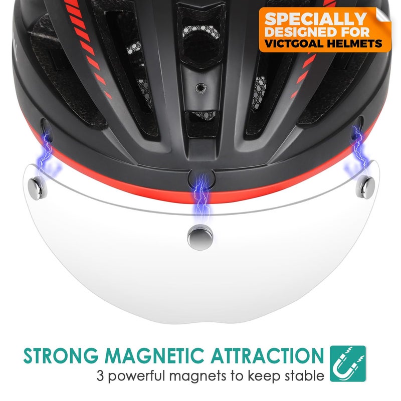VICTGOAL Detachable Magnetic Bike Helmet Goggles Visor Especially Deisgned for VG110/VG112 Bicycle Helmet (Crystal) - Image 2