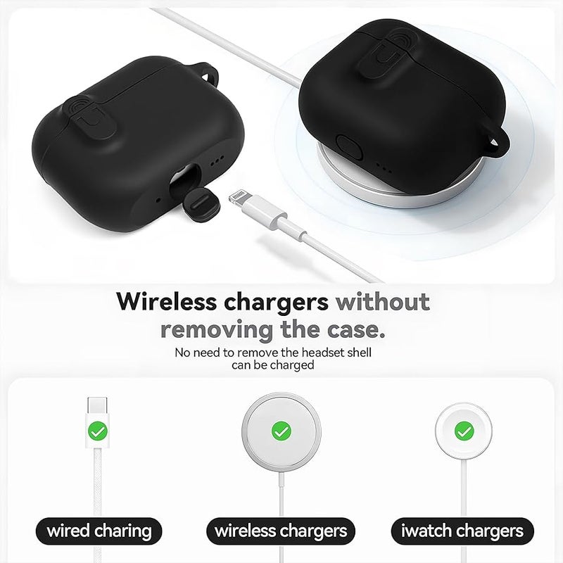 Woyinger Compatible with AirPod Pro 3 Case Cover with Cleaner Kit, Soft Silicone Cover for AirPods Pro 3rd Generation Comes with Magnetic Lid Lock & Horse Pendant for Women/Men,Magnetic Black - Image 3
