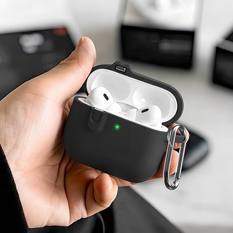 Woyinger Compatible with AirPod Pro 3 Case Cover with Cleaner Kit, Soft Silicone Cover for AirPods Pro 3rd Generation Comes with Magnetic Lid Lock & Horse Pendant for Women/Men,Magnetic Black - Image 4