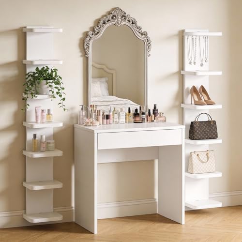GHYKL Versatile 7 Tier Wall Shelf Unit, Floating Shelves for Wall (Round Corner), Vertical Lack Wall Shelf for Bedroom, Vanity, Living Room, Home Decor Makeup Organizer Display, White - Image 2
