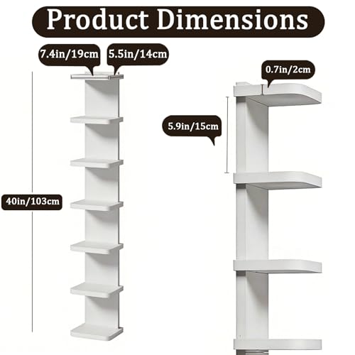 GHYKL Versatile 7 Tier Wall Shelf Unit, Floating Shelves for Wall (Round Corner), Vertical Lack Wall Shelf for Bedroom, Vanity, Living Room, Home Decor Makeup Organizer Display, White - Image 5