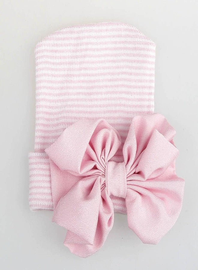Adeimoo Newborn Baby Hospital Hat Infant Cap with Big Bow Soft Cute Knot Nursery Beanie, 3 Pack C, 0-3 Months - Image 4