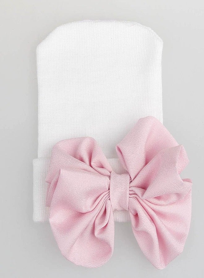 Adeimoo Newborn Baby Hospital Hat Infant Cap with Big Bow Soft Cute Knot Nursery Beanie, 3 Pack C, 0-3 Months - Image 3