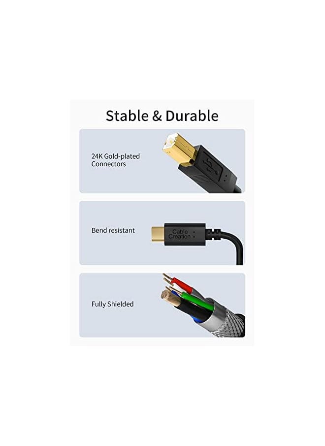 CableCreation - Usb B To Usb C Cable 15Ft 4.5M Printer Cable To Usb C Type B To Type C Cord Compatible With Most Usb B Port Printers Macbook Pro Air Yamaha Midi Controller Keyboard Etc. - Image 1