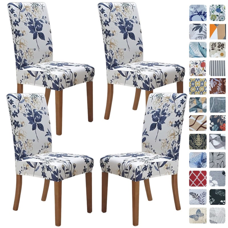 SPRINGRICO Chair Covers for Dining Room Set of 4 Stretch Dining Chair Cover Washable Spandex Kitchen Parsons Chair Slipcovers Removable Seat Protector for Home or Party 4Pack Garden of Eden