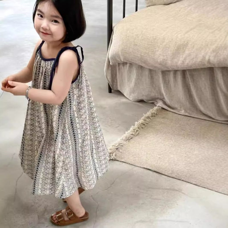 Children'S Skirt Arrival Korean Style Children'S Wear Lace-Up Cute Floral Loose Girls' Dress Trendy Mid-Length Skirt - Image 3