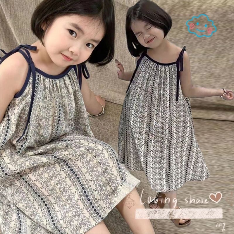 Children'S Skirt Arrival Korean Style Children'S Wear Lace-Up Cute Floral Loose Girls' Dress Trendy Mid-Length Skirt - Image 2