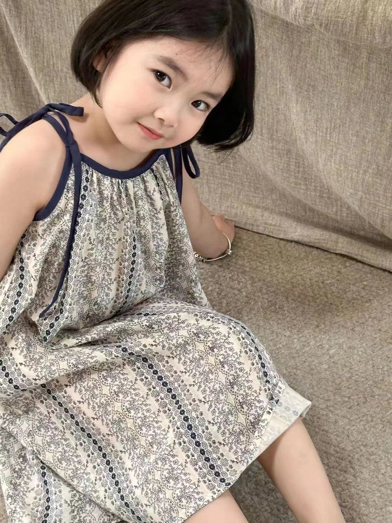 Children'S Skirt Arrival Korean Style Children'S Wear Lace-Up Cute Floral Loose Girls' Dress Trendy Mid-Length Skirt - Image 1