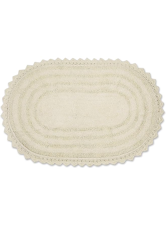Raxoom Crochet Collection Reversible Bath Mat, Large Oval, 21x34, Off White - Image 1