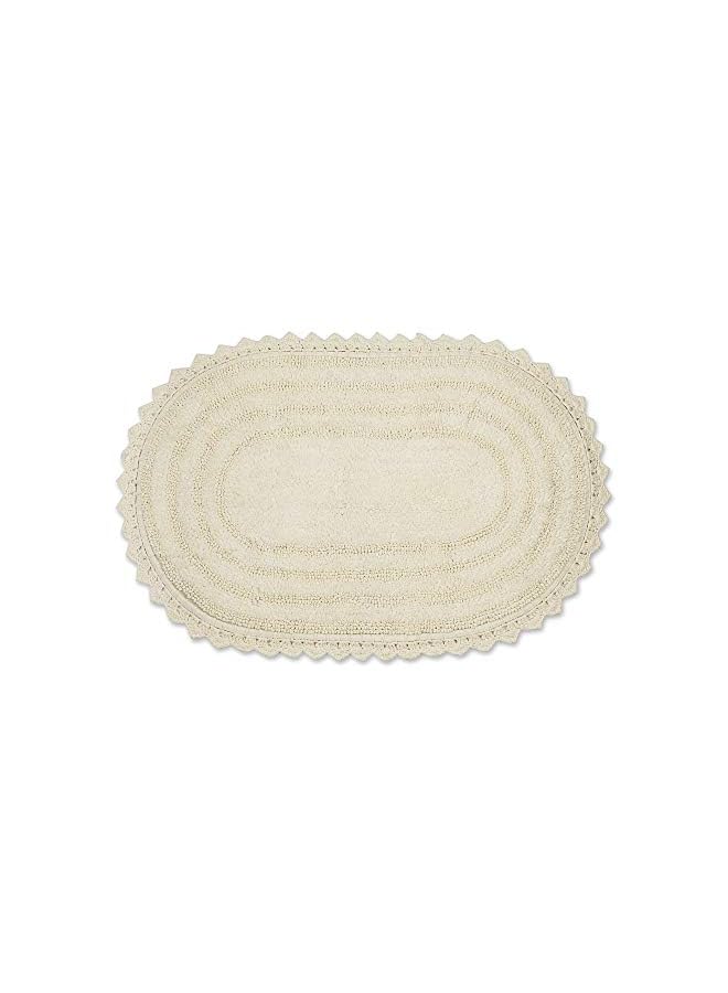 Raxoom Crochet Collection Reversible Bath Mat, Large Oval, 21x34, Off White - Image 2